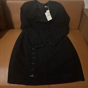 Mugler Black Structured Hook Detail Dress NWT Size 10